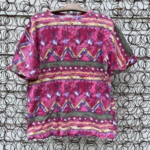 Vintage 90s Denim Republic Aztec southwestern ribbed T-shirt